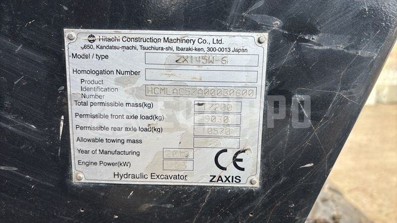 2019 Hitachi ZX145W-6-46205263